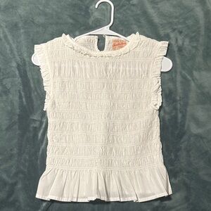 Sanderhaus Heritage White Ruffled Women's Top Size XS